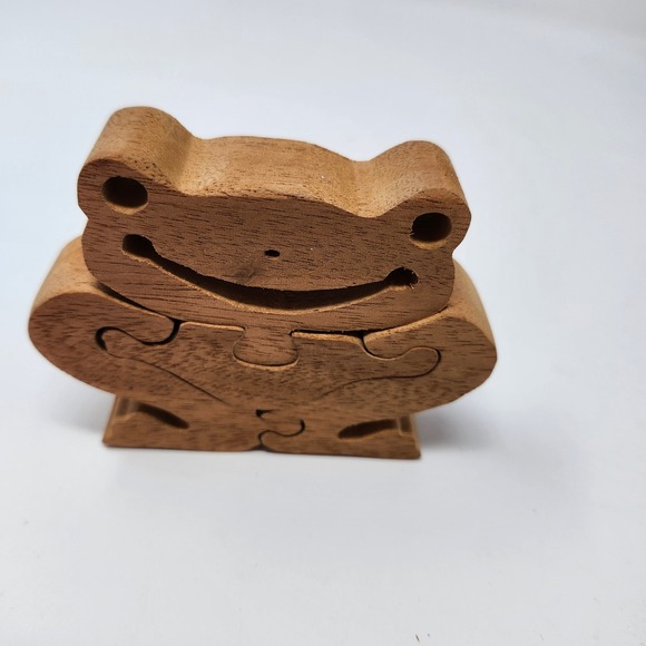 Wooden Frog Puzzle Toy‎ Brain Teaser 3D Interlocking Jigsaw Game - Picture 2 of 3